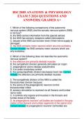 BSC2085 ANATOMY & PHYSIOLOGY EXAM 5 2024 QUESTIONS AND ANSWERS| GRADED A+