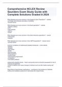 Comprehensive NCLEX Review Saunders Exam Study Guide with Complete Solutions Graded A 2024 