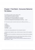 TEST BANK for Marketing Strategy&comma;  Consumer Behavior 7th Edition Chapter 1Exam Questions and Answers &lpar;A&plus; GRADED 100&percnt; VERIFIED&rpar;