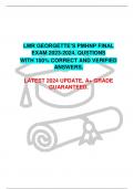 LMR GEORGETTE&rsquo;S PMHNP FINAL EXAM 2023-2024&period; QUSTIONS WITH 100&percnt; CORRECT AND VERIFIED ANSWERS&period;  LATEST 2024 UPDATE&comma; A&plus; GRADE GUARANTEED&period;LMR GEORGETTE&rsquo;S PMHNP FINAL EXAM 2023-2024&period; QUSTIONS WITH 100&percnt; CORRECT AND VERIFIED ANSWERS&period;  LATEST 2024 UPDATE&comma; A&plus; GRAD
