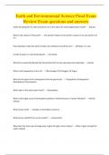 Earth and Environmental Science Final Exam Review Exam questions and answers 