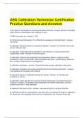 ASQ Calibration Technician Certification Practice Questions and Answers