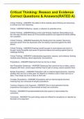 Critical Thinking&colon; Reason and Evidence Correct Questions & Answers&lpar;RATED A&rpar;