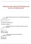Medication Aide State Test Questions and Answers  GRADED A+ |100% Verified Answers