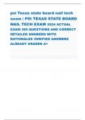 psi Texas state board nail tech  exam &sol; PSI TEXAS STATE BOARD  NAIL TECH EXAM 2024 ACTUAL  EXAM 300 QUESTIONS AND CORRECT  DETAILED ANSWERS WITH  RATIONALES VERIFIED ANSWERS ALREADY GRADED A&plus;