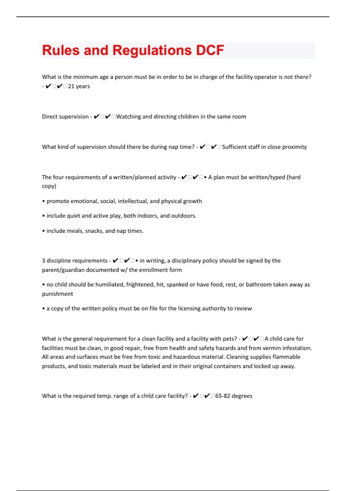 Rules and Regulations DCF Questions with 100% Correct Answers ...