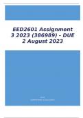 EED2601 Assignment 3 2023 (386989) - DUE 2 August 2023 EED2601 Assignment 3 2023 ACTIVITY 1 1.1 Environmental education (EE) processes need to take into consideration the history and context behind certain environmental issues and their implications for c