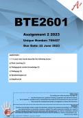 BTE2601 Assignment 2 2023 Unique Number: 706427 Due Date: 22 June 2023
