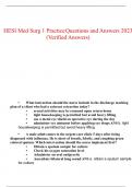 HESI Med Surg 1 Practice Questions and Answers 2023 Verified Answers