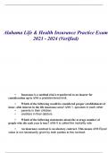 Alabama Life and Health Insurance Exam Questions and Answers|100% Verified by Expert