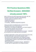 PCI Practice Questions With  Verified Answers 2024/2025  already passed 100%