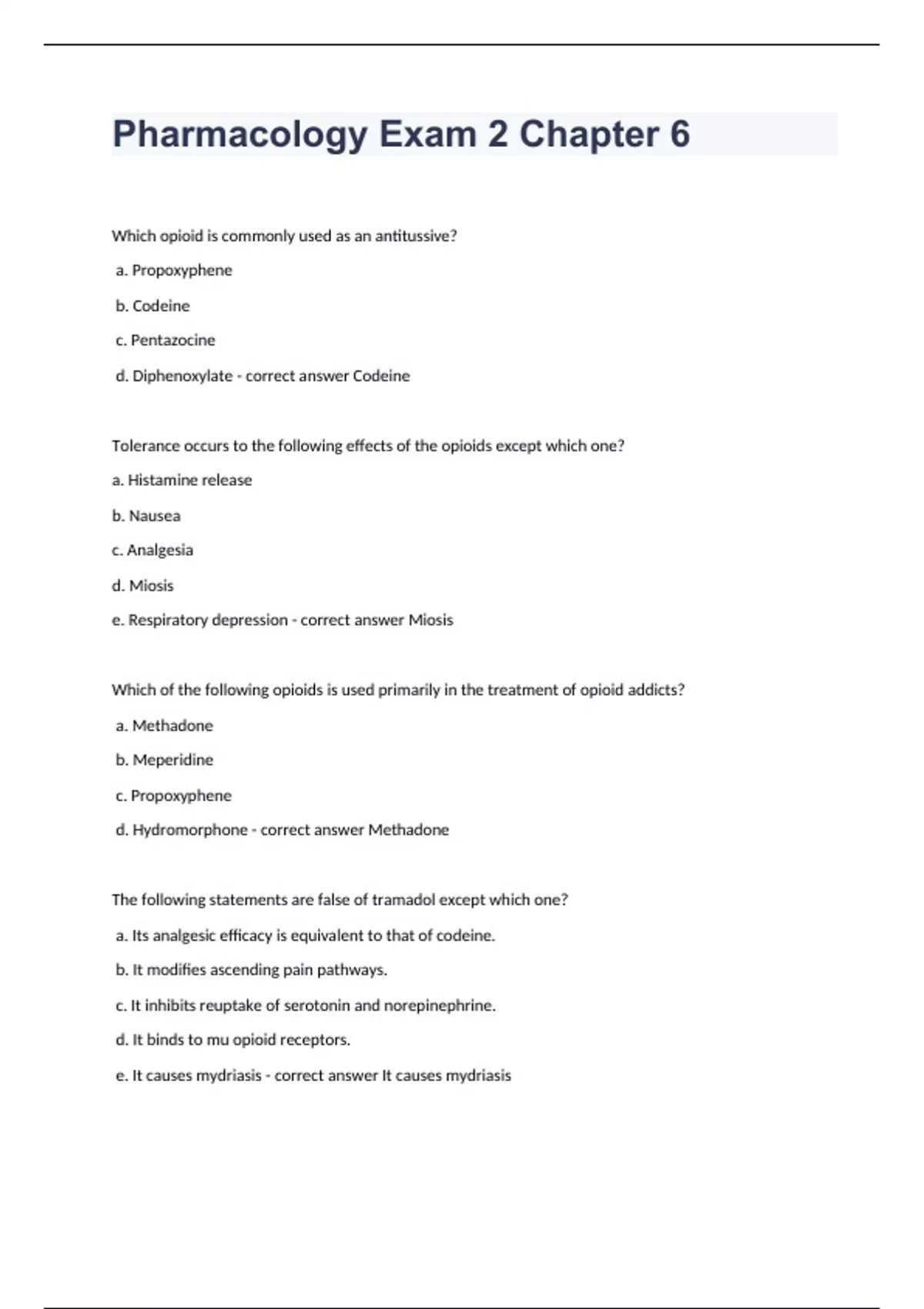 Pharmacology Exam 2 Chapter 6 Question and answers 100% correct 2023/ ...