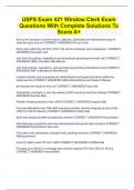 USPS Exam 421 Window Clerk Exam Questions With Complete Solutions To Score A&plus;