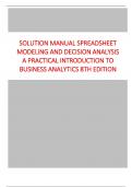 Solution Manual Spreadsheet Modeling And Decision Analysis A Practical Introduction To Business Analytics 8th Edition