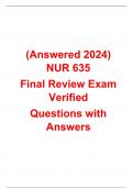 (Answered 2024) NUR 635 Final Review Exam Verified Questions with Answers
