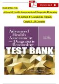 Advanced Health Assessment and Diagnostic Reasoning, 4th Edition Test Bank by Jacqueline Rhoads, All Chapters 1 - 18, Verified Newest Version 