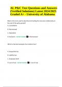 AL P&C Test Questions and Answers (Verified Solutions) Latest 2024/2025 Graded A+ - University of Alabama 