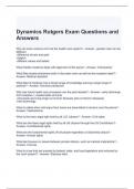 Dynamics Rutgers Exam Questions and Answers (Graded A)