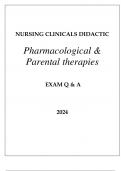 NURSING CLINICALS DIDACTIC PHARMACOLOGICAL & PARENTAL THERAPIES