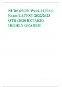 NURS 6512N Week 11 Final  Exam LATEST 2022/2023 QTR (2020 RETAKE)