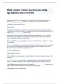 DoD Insider Threat Awareness 2024 Questions and Answers