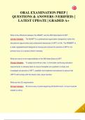 ORAL EXAMINATION PREP &vert;  QUESTIONS & ANSWERS &lpar;VERIFIED&rpar; &vert;  LATEST UPDATE &vert; GRADED A&plus;