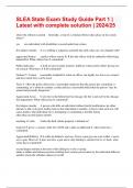 SLEA State Exam Study Guide Part 1 &vert; Latest with complete solution &vert; 2024&sol;25