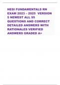 HESI FUNDAMENTALS RN EXAM 2023 &ndash; 2025 VERSION 5 NEWEST ALL 95 QUESTIONS AND CORRECT DETAILED ANSWERS WITH RATIONALES VERIFIED ANSWERS GRADED A&plus;