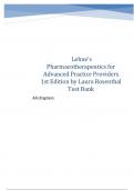 Lehne's Pharmacotherapeutics for Advanced Practice Providers 1st Edition by Laura Rosenthal Test Bank