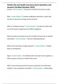Florida Life and Health Insurance Exam Questions and Answers &lpar;Verified Solutions 2023&rpar;