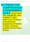 1 &sol; 51 ATI PREDICTOR COMPREHENSIV E ASSESSMENT 2019 A QUESTIONS AND ANSWERS 100&percnt; CORRECT VERY USEFUL&sol;ATI Predictor Comprehensive Assessment 2019&sol;2021