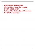 DCF Exam Behavioral Observation and Screening BOSR 2023 2024 Latest&excl;&excl;Graded A Questions and Verified Answers