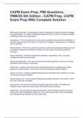 CAPM Exam Prep, PMI Questions, PMBOK 6th Edition - CAPM Prep, CAPM Exam Prep With Complete Solution