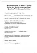Health assessment NURS 6512 Walden University, Health Assessment Final! Questions With Complete Solutions