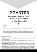 GGH3705 Assignment 1 &lpar;ANSWERS&rpar; Semester 1 2024 &lpar;681853&rpar; - DISTINCTION GUARANTEED