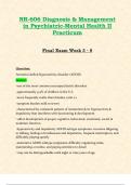 NR606 / NR 606 Final Exam (Latest Update 2024/ 2025): Diagnosis & Management in Psychiatric-Mental Health II Practicum | Weeks 5 - 8 Covered | Questions and Verified Answers | 100% Correct - Chamberlain