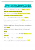 US Navy Individual Managing Your Own Risk Questions and Answers 100&percnt; Pass
