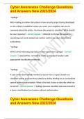 Cyber Awareness Challenge Questions and Answers New 2023/2024