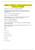 Algebra 2 Module 1 Exam Questions And Answers | Verified