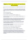 Algebra 2 Unit test review test questions and answers