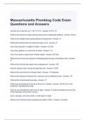 Massachusetts Plumbing Code Exam Questions and Answers