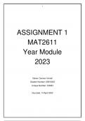 MAT2611 Marked Assessments