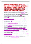 FINANCIAL MANAGEMENT WGU C214 MBA 2024 COMPLETE EXAM QUESTIONS AND CORRECT ANSWER VERIFIED BY EXPERTS&vert;ALREADY GRADED A&plus; NEW GENERATION TOPSCORE&excl;&excl;&excl;PASS&excl;&excl;&excl;