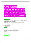 AWS Cloud  Practitioner EXAM  LATEST UPDATE 2023  VERIFIED SOLUTIONS