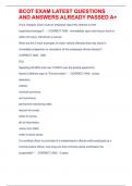 BCOT EXAM LATEST QUESTIONS AND ANSWERS ALREADY PASSED A&plus;