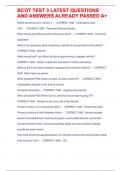 BCOT TEST 3 LATEST QUESTIONS AND ANSWERS ALREADY PASSED A&plus;