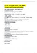 Fixed Income Securities Test 1 &lpar;Answered&rpar; Complete Solution