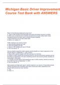 MICHIGAN BASIC DRIVER IMPROVEMENT COURSE TEST BANK ANSWERS 