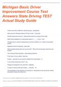 MICHIGAN BASIC DRIVER IMPROVEMENT COURSE TEST ANSWERS STATE DRIVING TEST (MICHIGAN) EXAM ACTUAL STUDY GUIDE