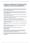 Caregiver Certification Test Review Part 1 Questions and Answers&lpar;RATED A&rpar;